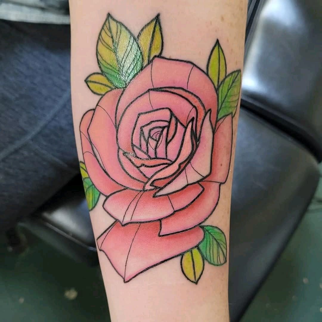 Floral + Color rose tattoo on Forearm by 2nd_Circle_Tattoo_Co on TattMe