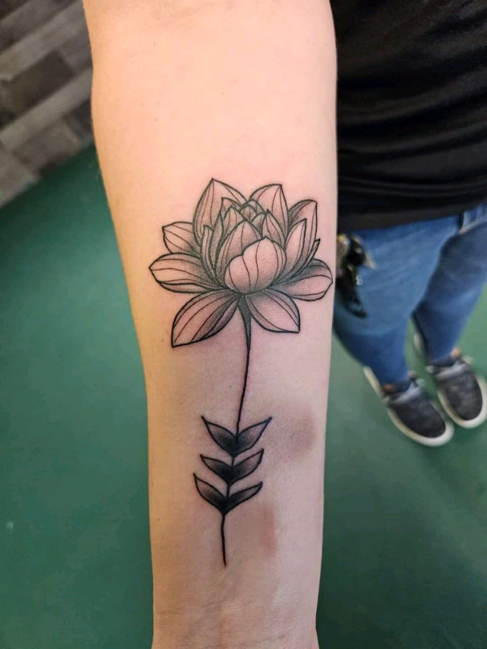Fine Line + Black & Grey lotus tattoo on Forearm by 2nd_Circle_Tattoo_Co on TattMe