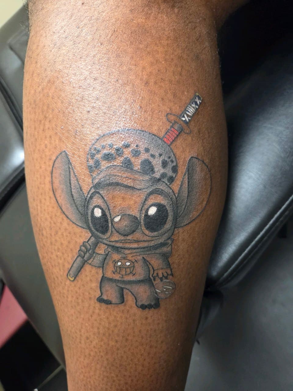 Anime + Pop Culture stitch tattoo on Calf by 2nd_Circle_Tattoo_Co on TattMe