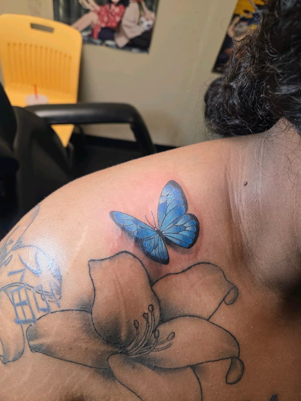 Color + Illustrative butterfly tattoo on Shoulder by 2nd_Circle_Tattoo_Co on TattMe