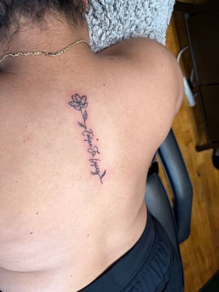 Fine Line + Floral flower tattoo on Shoulder Blade by inkboiz on TattMe