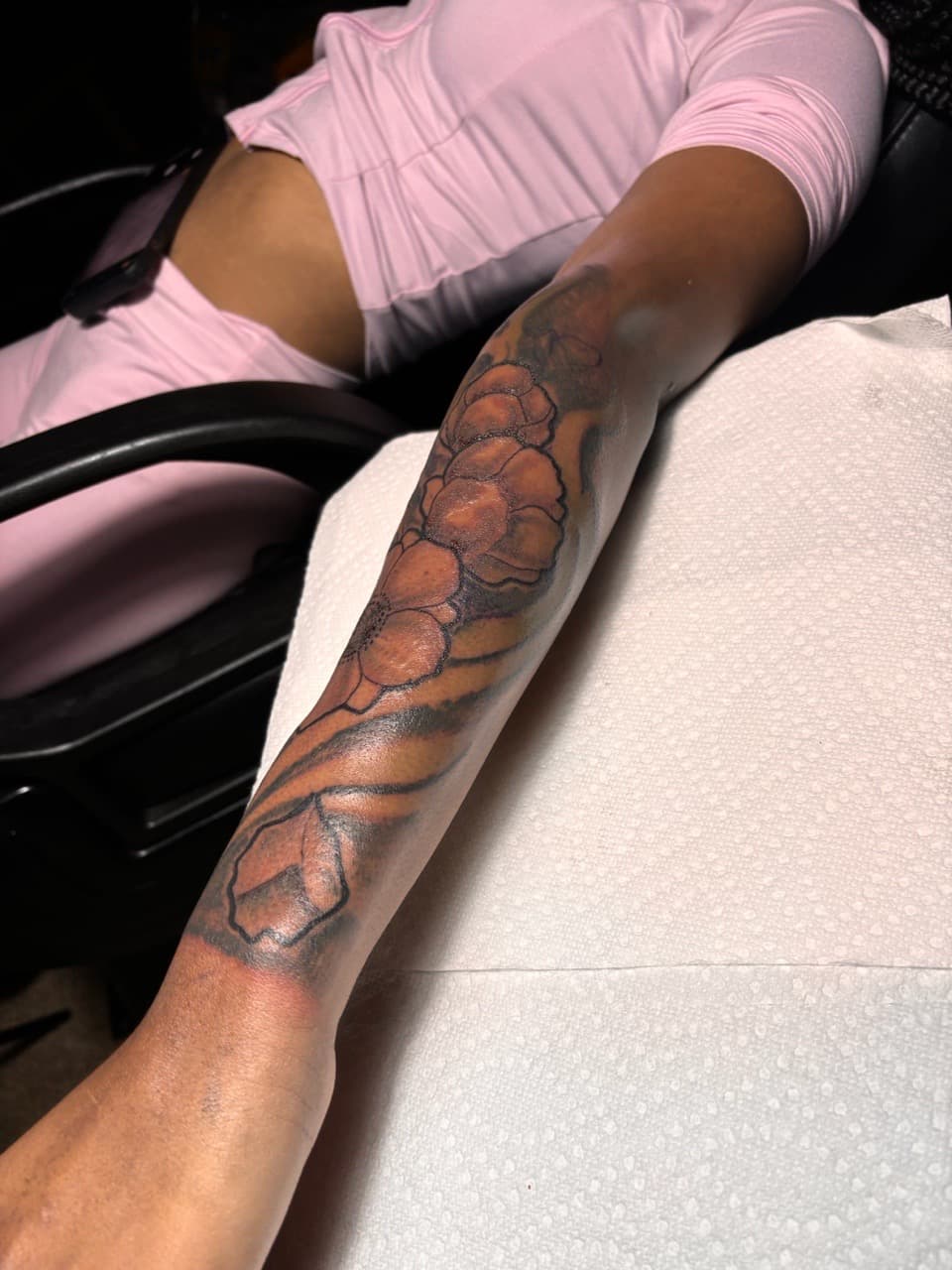 Floral + Neo-Traditional flowers tattoo on Forearm by 32_Incc_STUDIOS_LLC. on TattMe