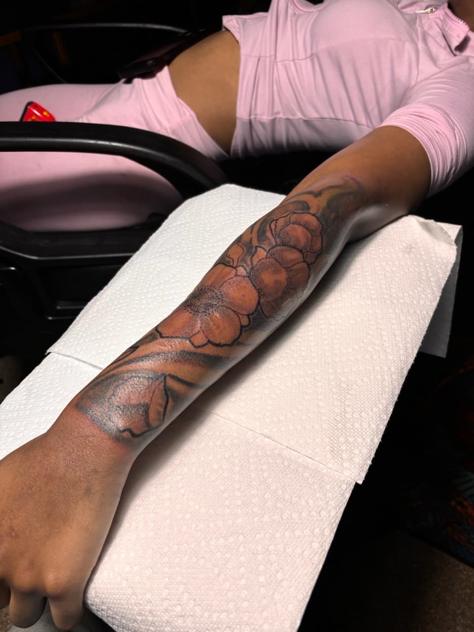 Floral + Black & Grey flowers tattoo on Half Sleeve by 32_Incc_STUDIOS_LLC. on TattMe