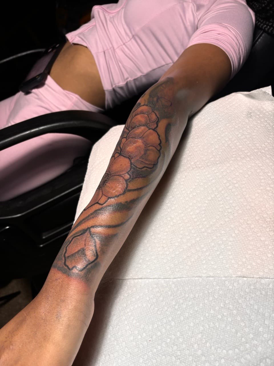 Floral + Black-work flowers tattoo on Half Sleeve by 32_Incc_STUDIOS_LLC. on TattMe