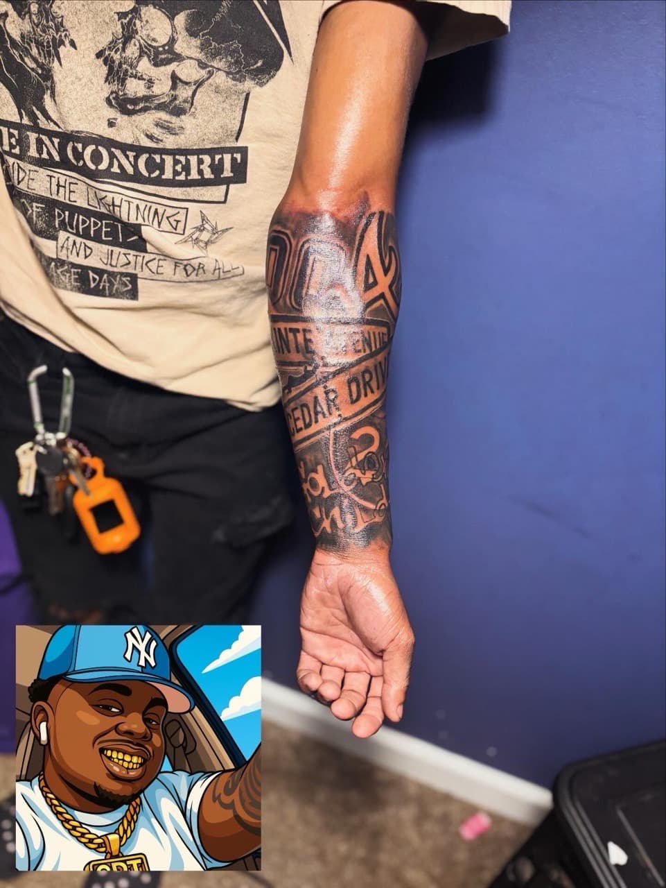 Lettering + Script numbers tattoo on Forearm by 32_Incc_STUDIOS_LLC. on TattMe