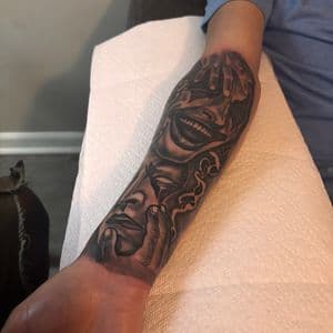 Black & Grey + Illustrative hands tattoo on Forearm by 32_Incc_STUDIOS_LLC. on TattMe
