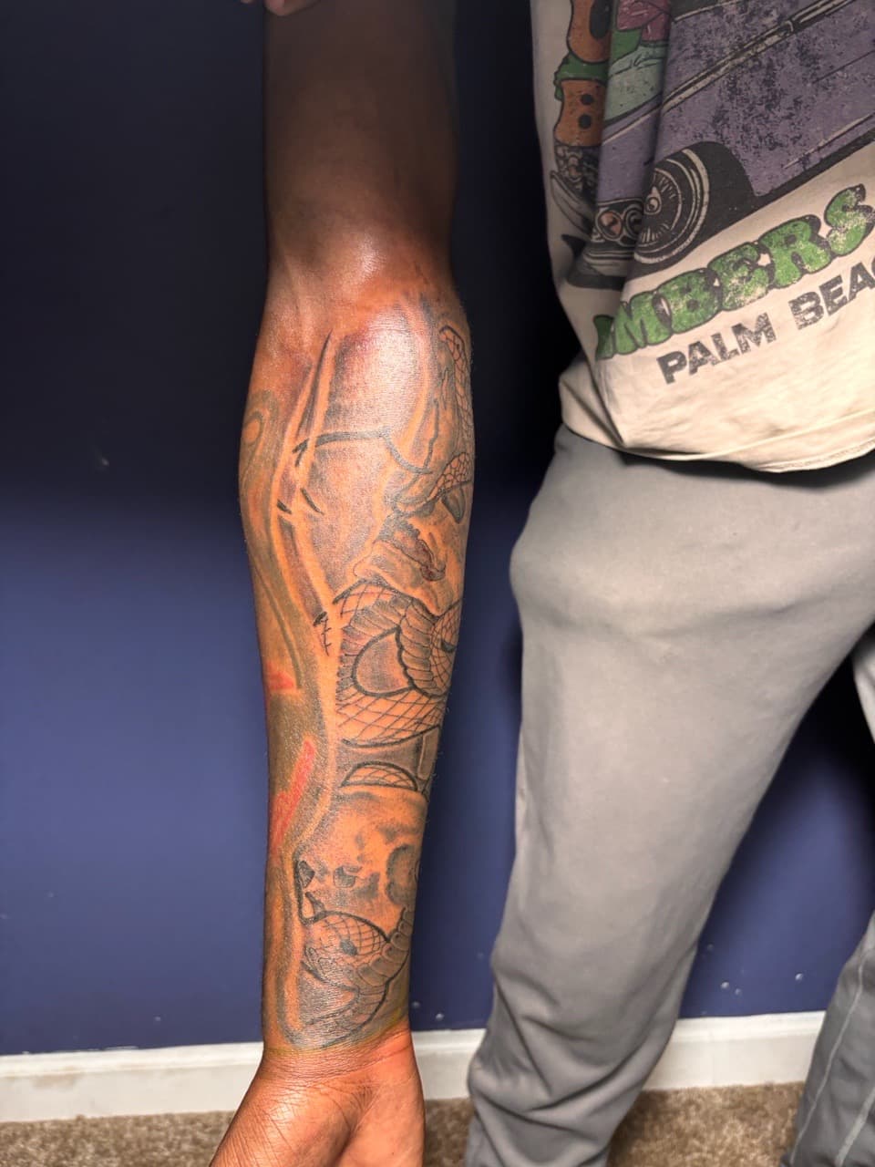 Line-work + Black & Grey snake tattoo on Forearm by 32_Incc_STUDIOS_LLC. on TattMe