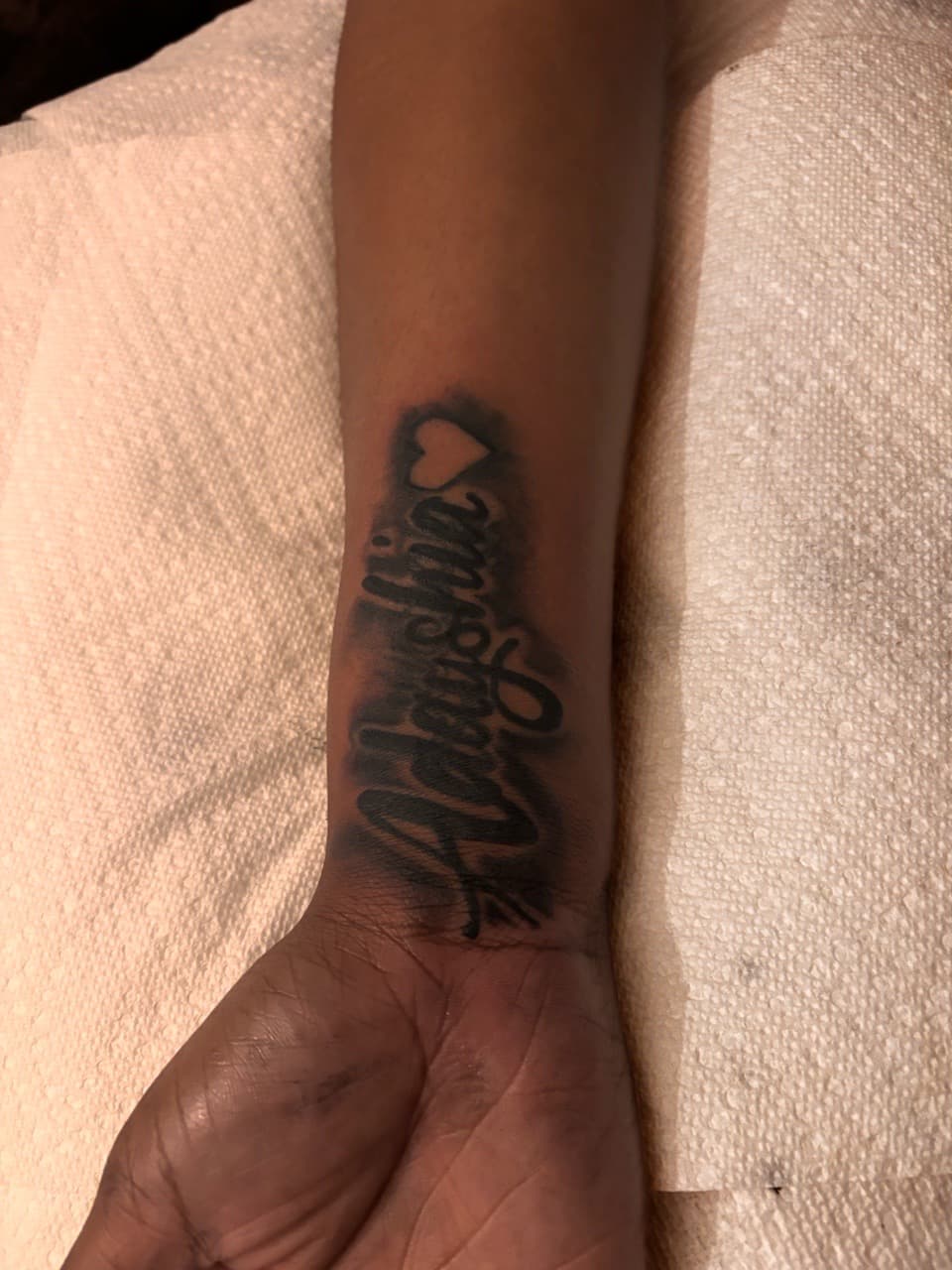 Lettering + Script name tattoo on Forearm by 32_Incc_STUDIOS_LLC. on TattMe