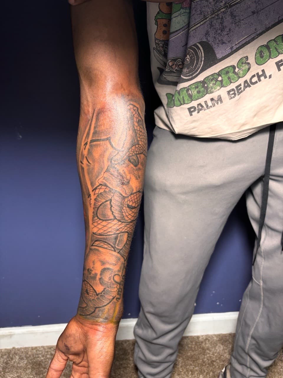 Black & Grey + Line-work snake tattoo on Forearm by 32_Incc_STUDIOS_LLC. on TattMe