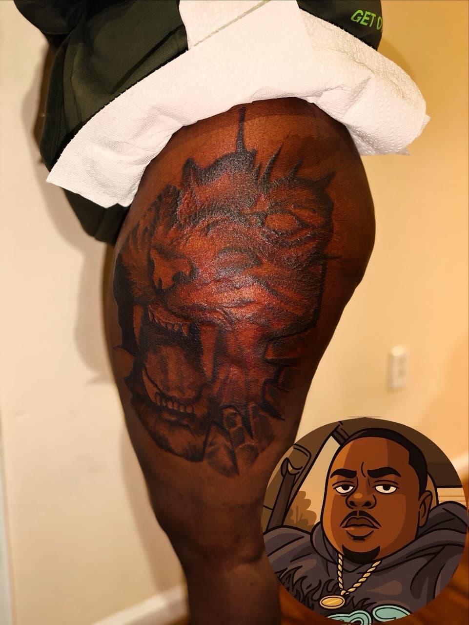 Black & Grey + Illustrative lion tattoo on Thigh by 32_Incc_STUDIOS_LLC. on TattMe