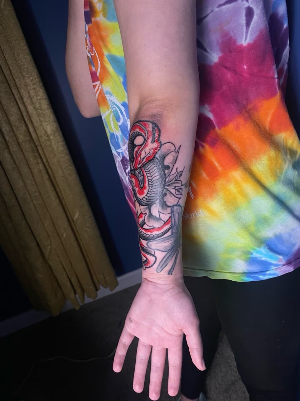 Color + Black & Grey snake tattoo on Forearm by 32_Incc_STUDIOS_LLC. on TattMe