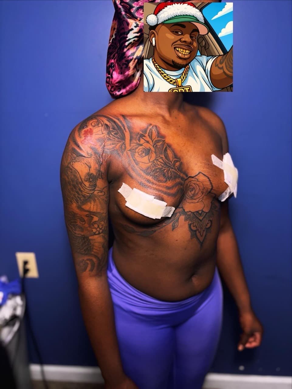 Black & Grey + Floral roses tattoo on Chest by 32_Incc_STUDIOS_LLC. on TattMe