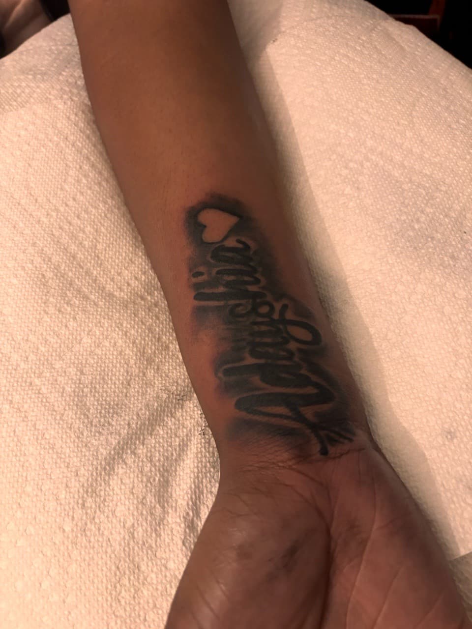 Lettering + Script name tattoo on Wrist by 32_Incc_STUDIOS_LLC. on TattMe