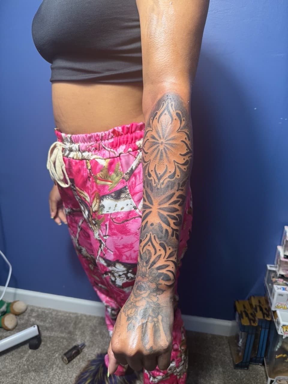 Black-work + Dot-work floral patterns tattoo on Forearm by 32_Incc_STUDIOS_LLC. on TattMe