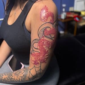 Japanese + Illustrative dragon tattoo on Upper Arm by 32_Incc_STUDIOS_LLC. on TattMe