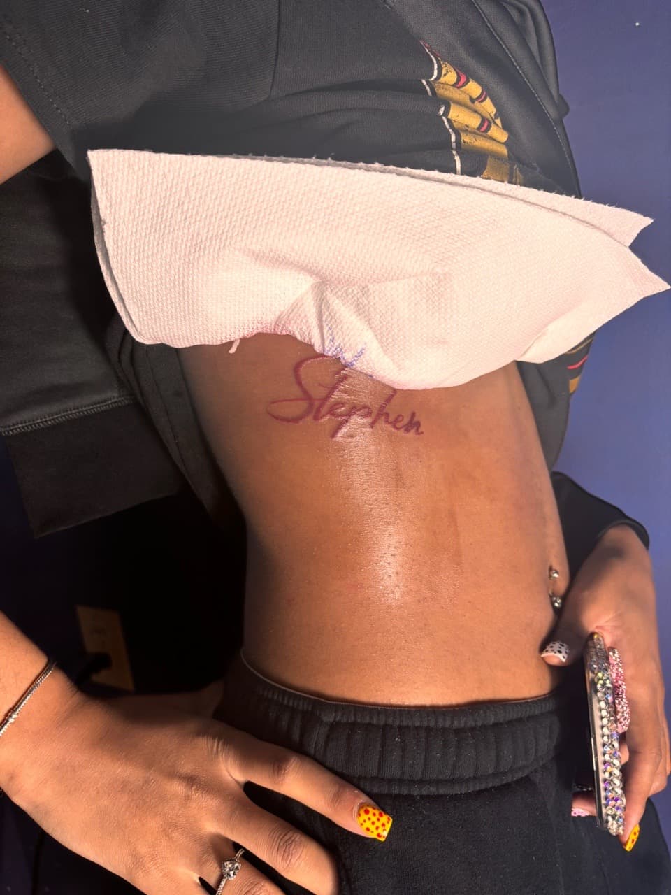 Script + Lettering name tattoo on Hip by 32_Incc_STUDIOS_LLC. on TattMe