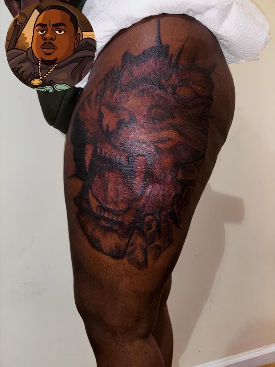 Black & Grey + Realism gorilla tattoo on Thigh by 32_Incc_STUDIOS_LLC. on TattMe