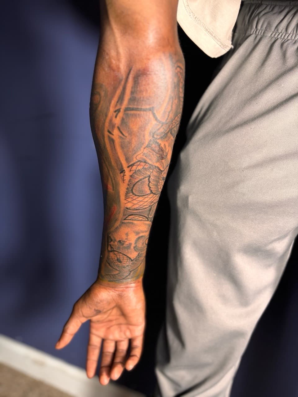 Black & Grey + Black-work snake tattoo on Forearm by 32_Incc_STUDIOS_LLC. on TattMe