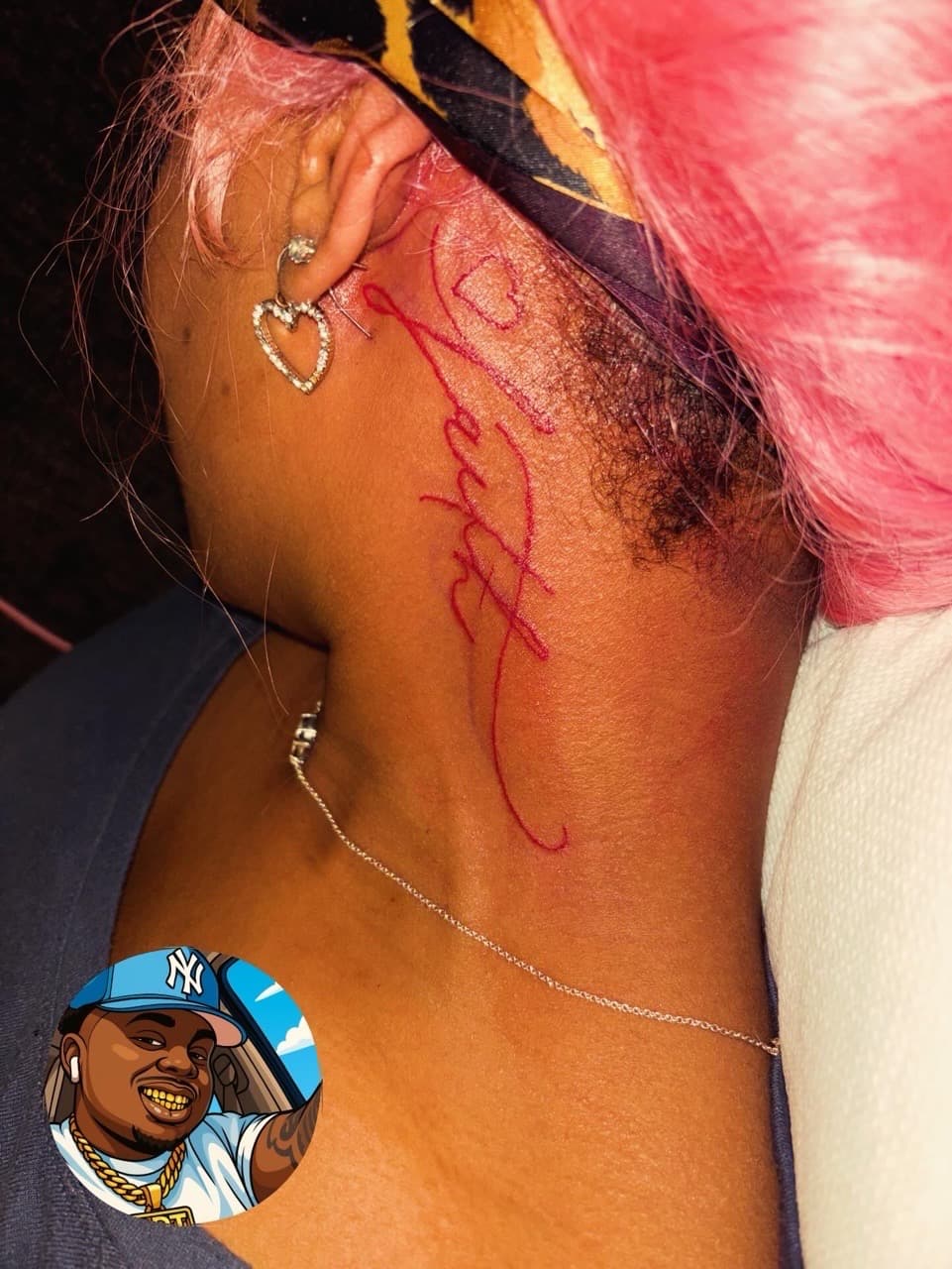 Lettering + Script loyalty tattoo on Neck (Side) by 32_Incc_STUDIOS_LLC. on TattMe