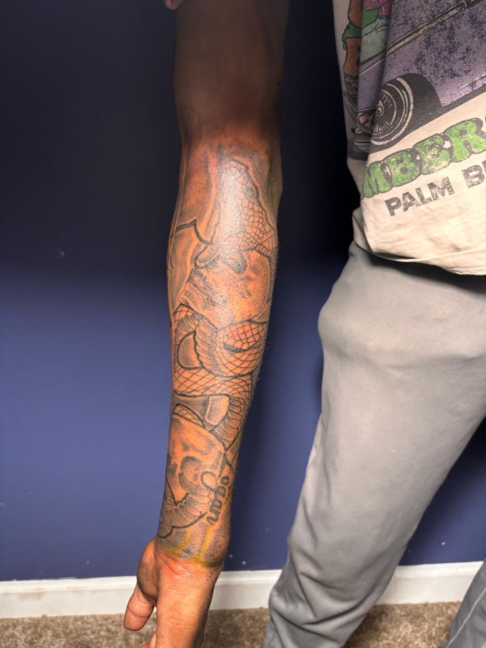 Line-work + Black-work dragon tattoo on Forearm by 32_Incc_STUDIOS_LLC. on TattMe