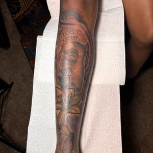 Black & Grey + Illustrative buddha tattoo on Forearm by 32_Incc_STUDIOS_LLC. on TattMe