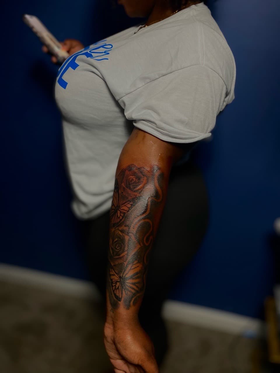 Black & Grey + Floral roses tattoo on Forearm by 32_Incc_STUDIOS_LLC. on TattMe
