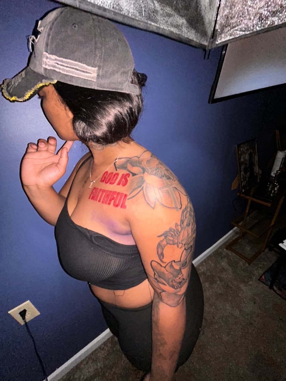 Lettering + Script flowers tattoo on Upper Arm by 32_Incc_STUDIOS_LLC. on TattMe