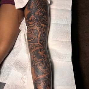 Black & Grey + Illustrative Realism portraits tattoo on Forearm by 32_Incc_STUDIOS_LLC. on TattMe