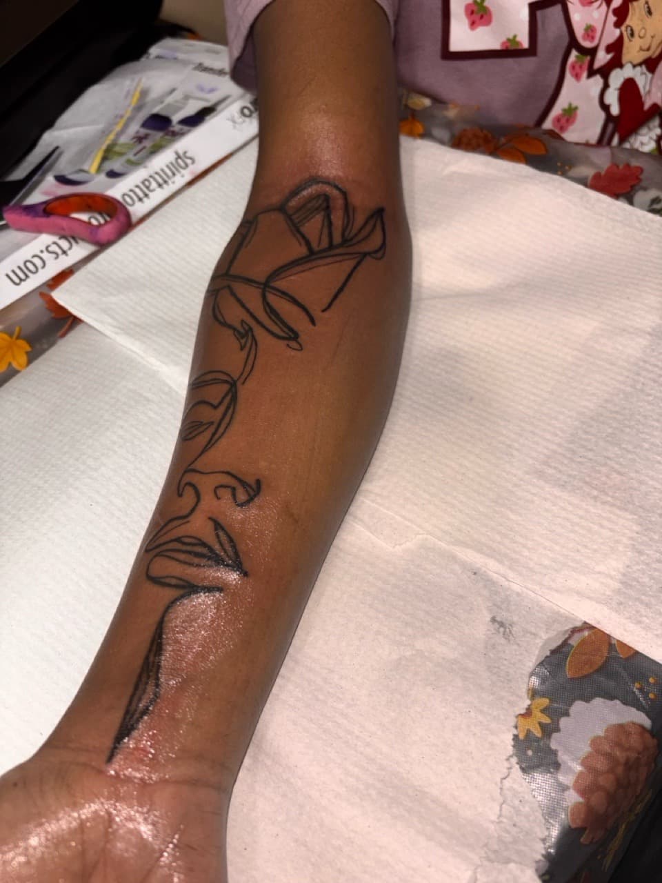 Line-work + Fine Line flowers tattoo on Forearm by 32_Incc_STUDIOS_LLC. on TattMe