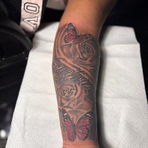 Black & Grey + Color butterflies tattoo on Forearm by 32_Incc_STUDIOS_LLC. on TattMe