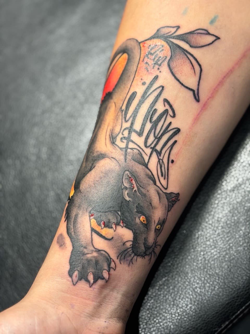 Neo-Traditional + Illustrative panther tattoo on Forearm by Brogan_Tattoos on TattMe