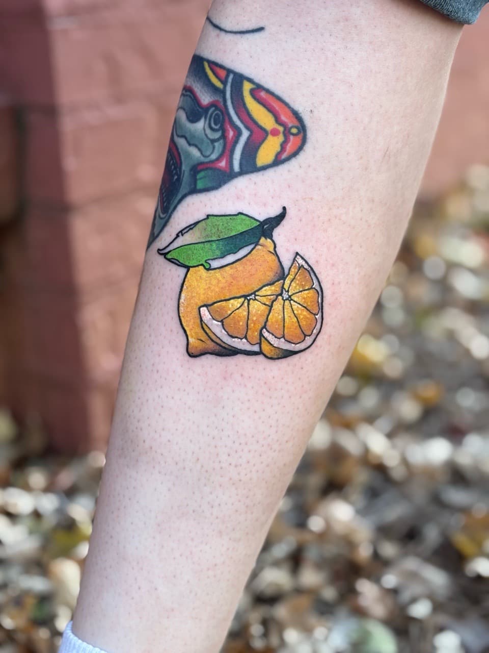 Traditional + Color lemon tattoo on Forearm by Brogan_Tattoos on TattMe