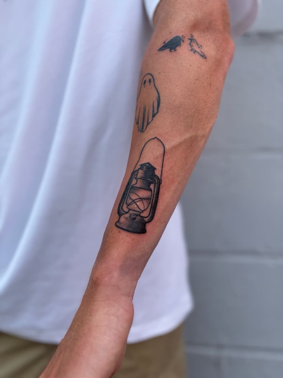 Black-work + Illustrative lantern tattoo on Forearm by Brogan_Tattoos on TattMe