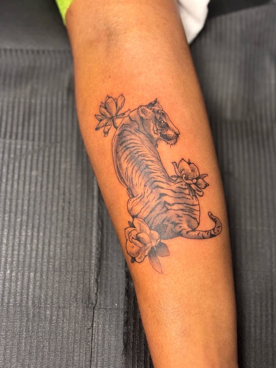 Black & Grey + Illustrative tiger tattoo on Forearm by Brogan_Tattoos on TattMe