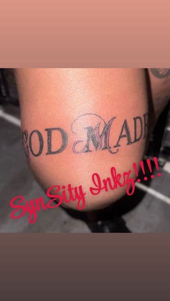 Lettering + Script lettering tattoo on Upper Arm by SynSity_Inkz on TattMe