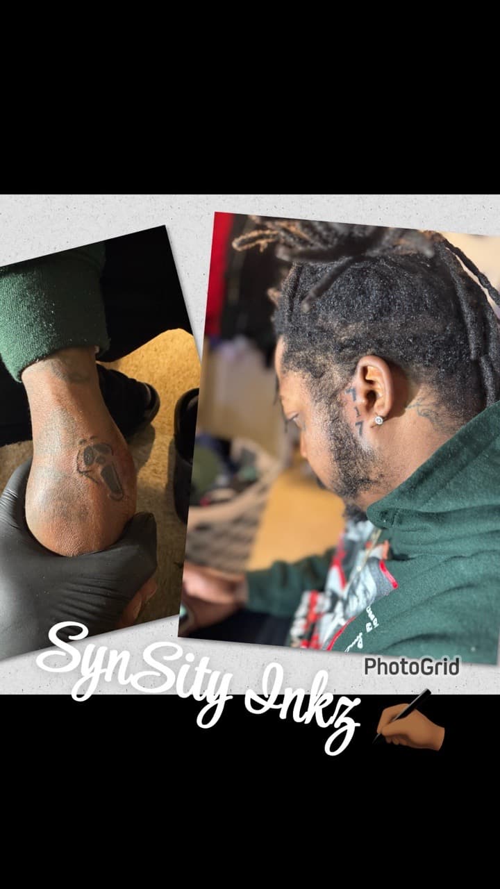 Black-work + Lettering ghost tattoo on Ankle by SynSity_Inkz on TattMe