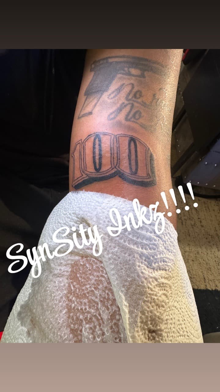 Lettering + Script number tattoo on Forearm by SynSity_Inkz on TattMe