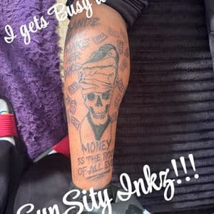 Lettering lady demon tattoo on Calf by SynSity_Inkz on TattMe
