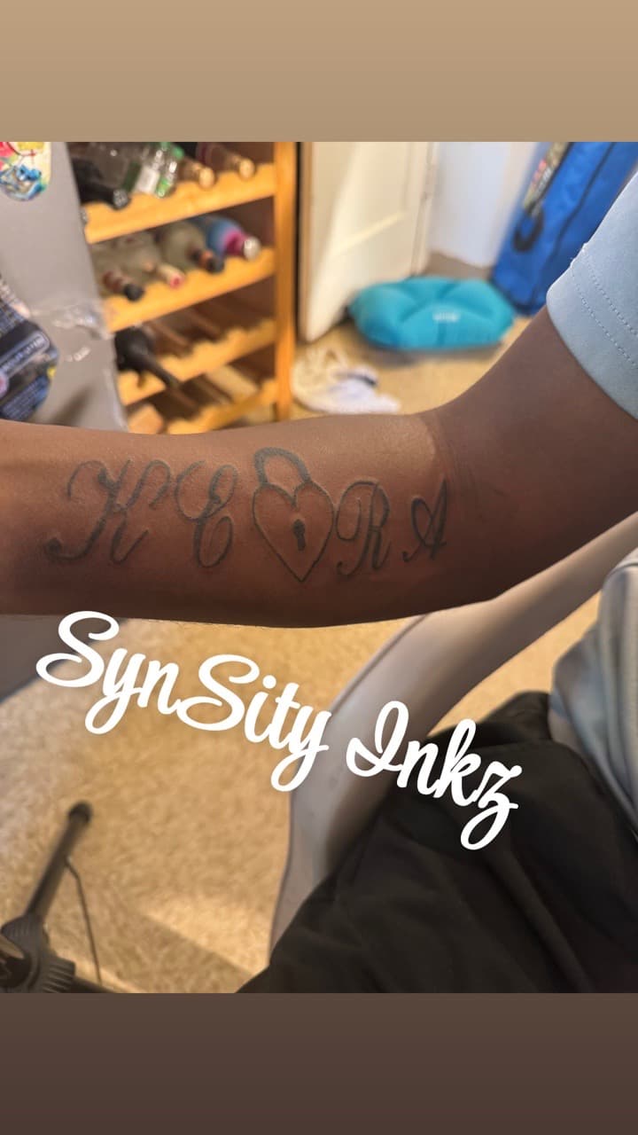 Script + Lettering letters tattoo on Forearm by SynSity_Inkz on TattMe