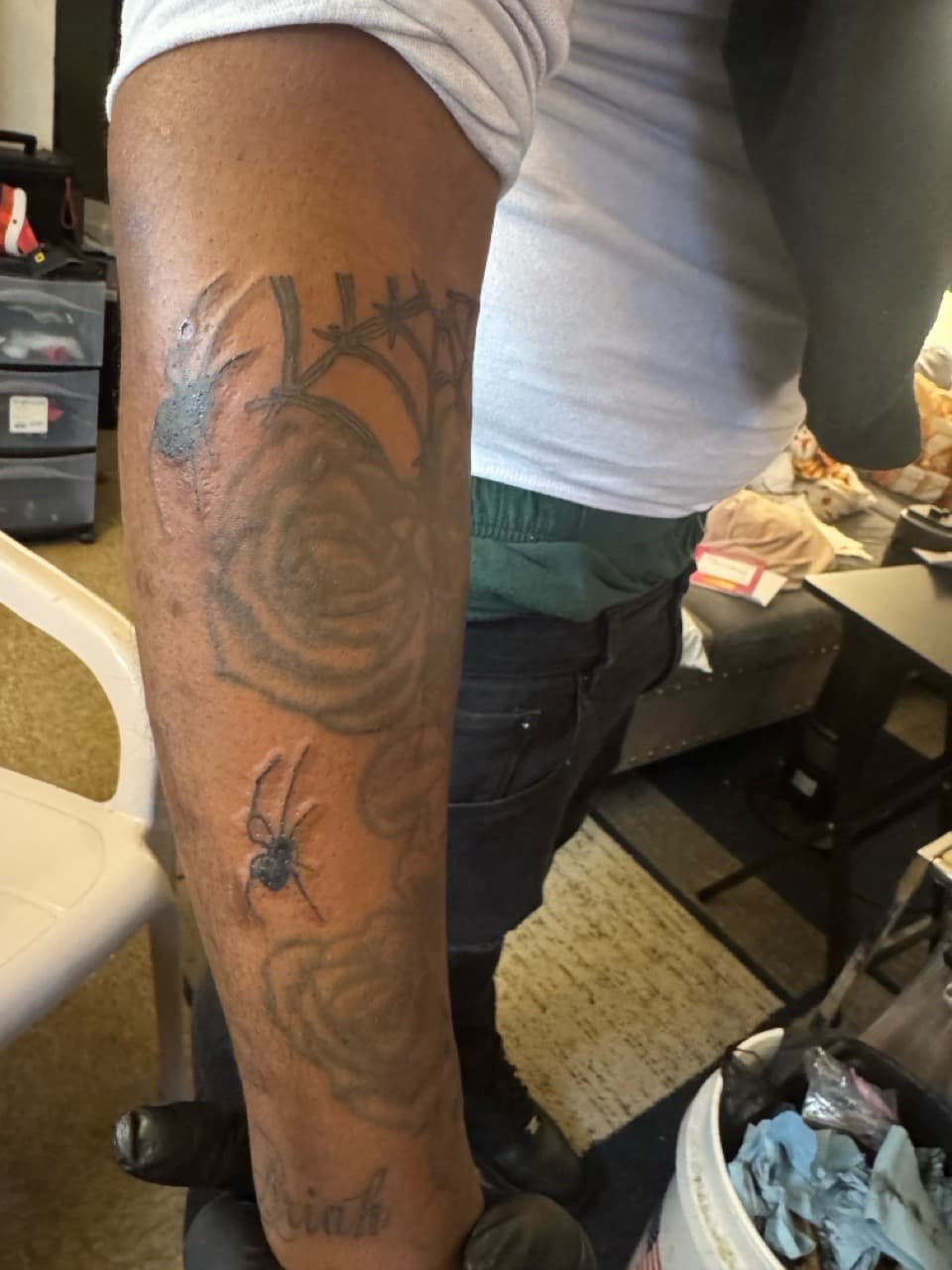 Black & Grey + Illustrative spider tattoo on Forearm by SynSity_Inkz on TattMe