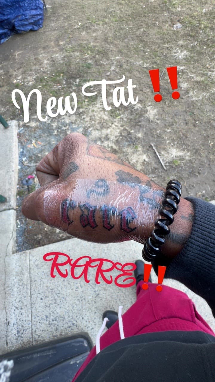 Lettering + Script bandage tattoo on Hand by SynSity_Inkz on TattMe
