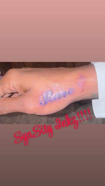 Lettering + Script word tattoo on Hand by SynSity_Inkz on TattMe