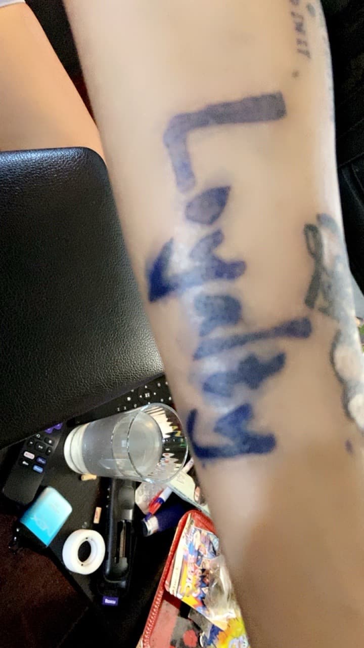 Lettering + Script stencil tattoo on Upper Arm by THE_KREATERZ on TattMe