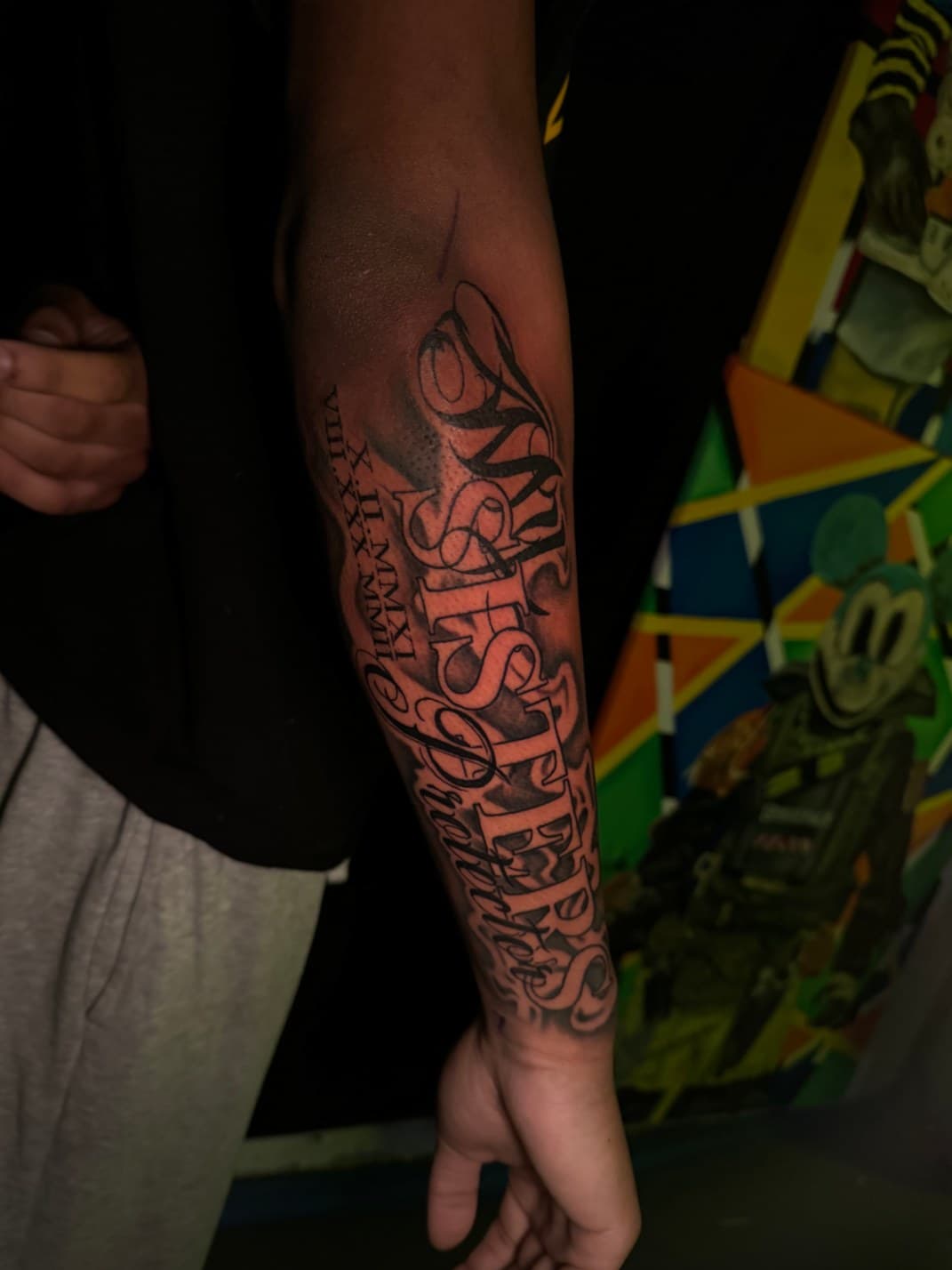 Lettering + Script names tattoo on Forearm by Artbydabee on TattMe