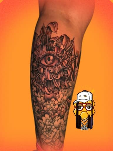 Black & Grey + Floral eye tattoo on Forearm by Artbydabee on TattMe