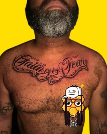Lettering + Script faith tattoo on Chest by Artbydabee on TattMe