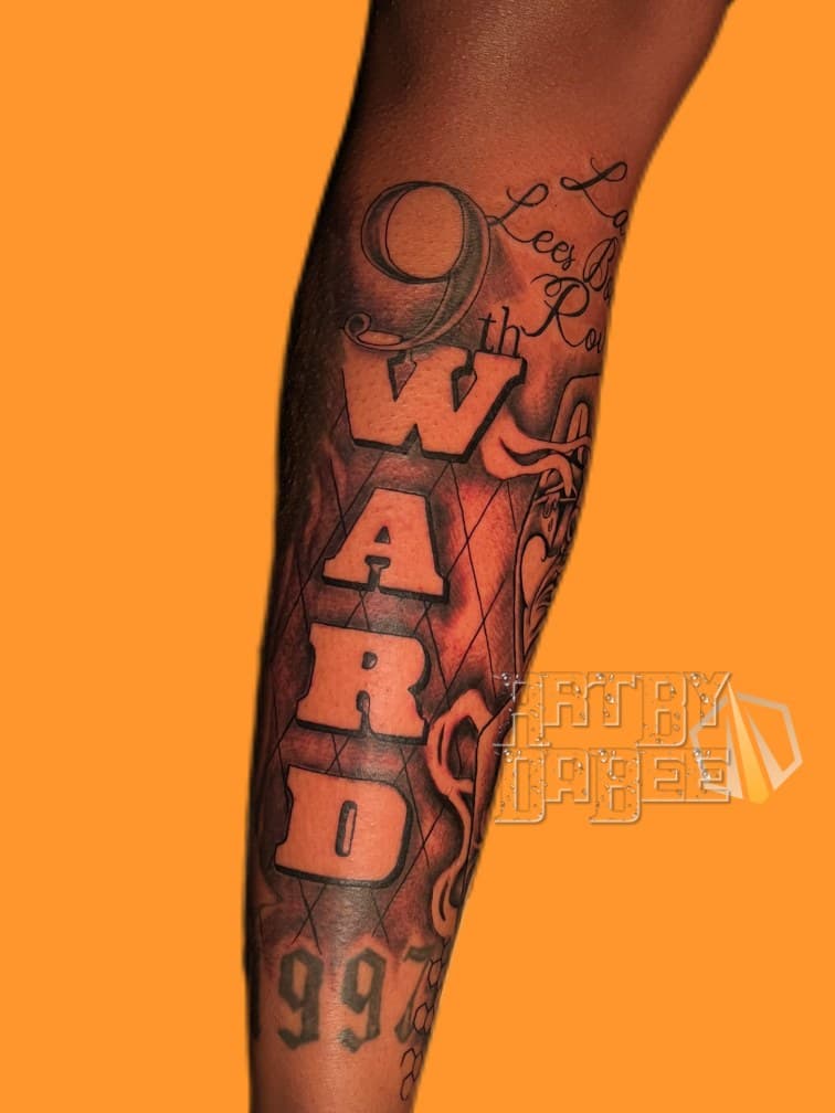 Black & Grey + Lettering letters tattoo on Forearm by Artbydabee on TattMe
