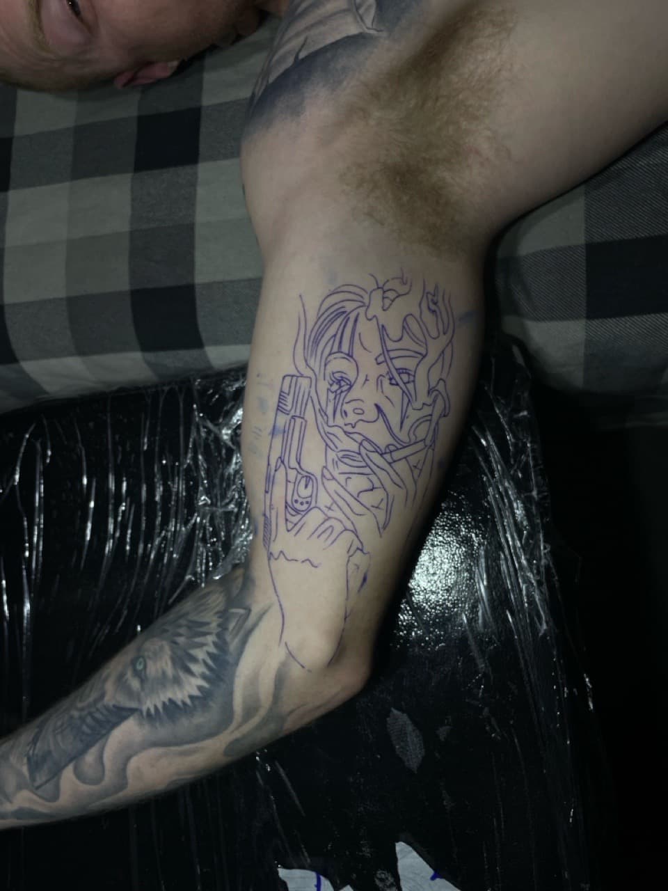 Illustrative + Line-work woman tattoo on Upper Arm by Pain_Ink on TattMe