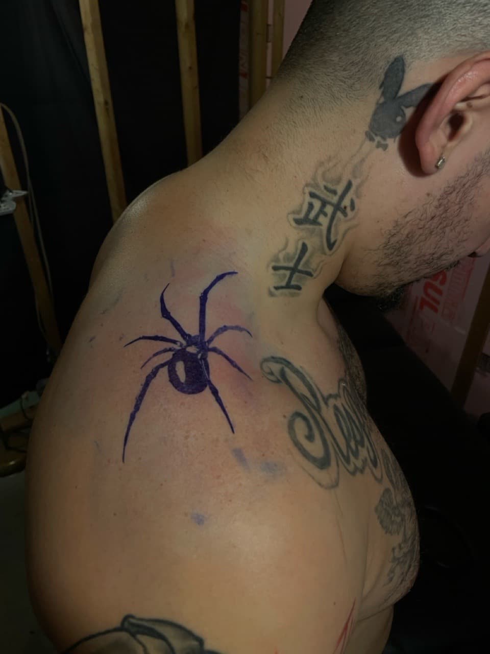 Black & Grey + Japanese spider tattoo on Shoulder Blade by Pain_Ink on TattMe