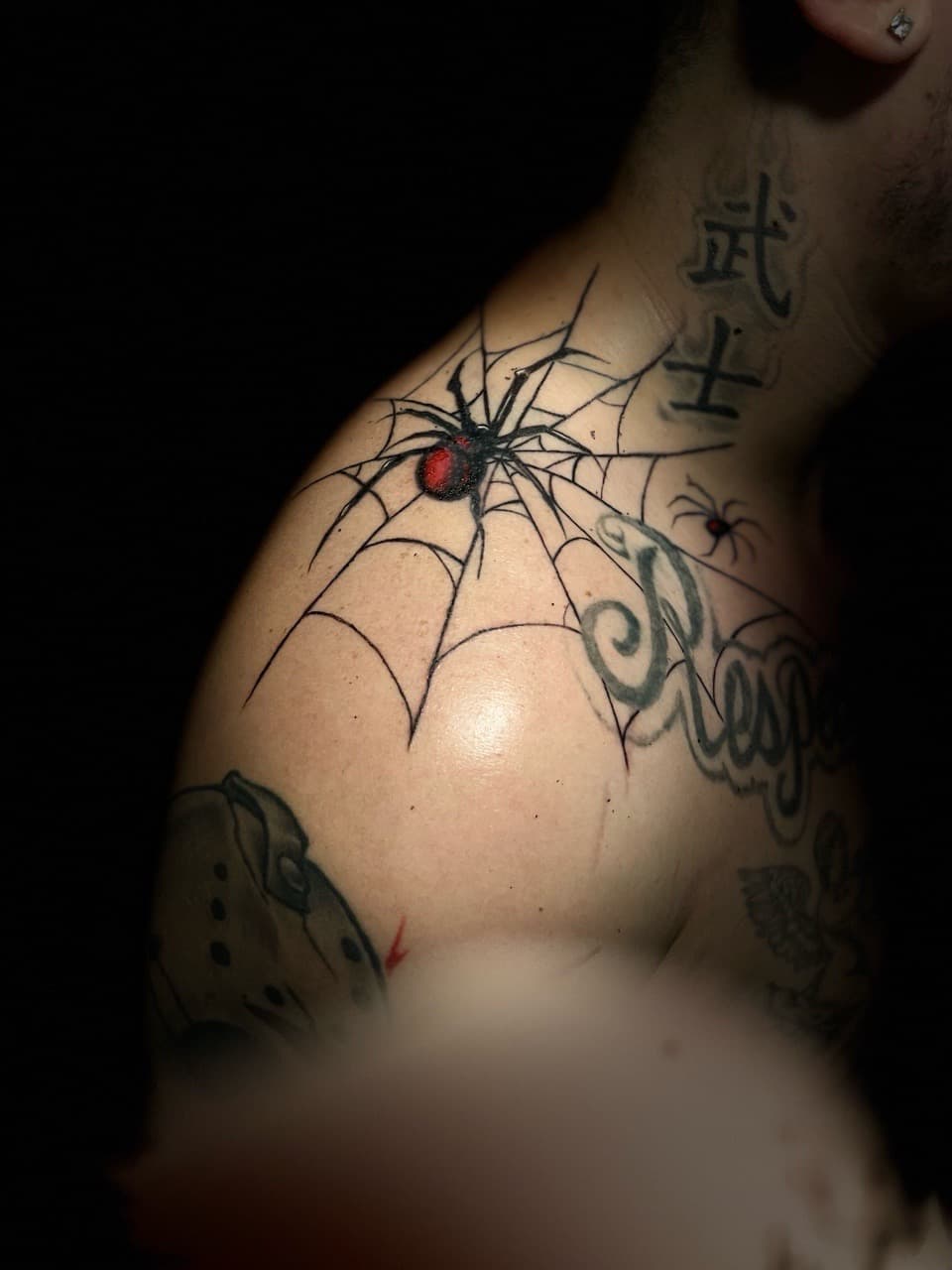 Illustrative + Black-work spider tattoo on Shoulder by Pain_Ink on TattMe